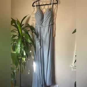 Azazie Slate Blue Chiffon Dress - Size 8